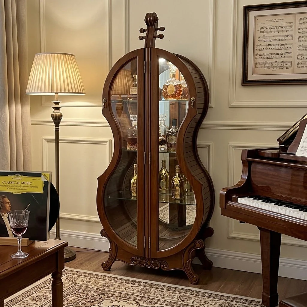Violin Silhouette Curio Display Cabinet - Image 3