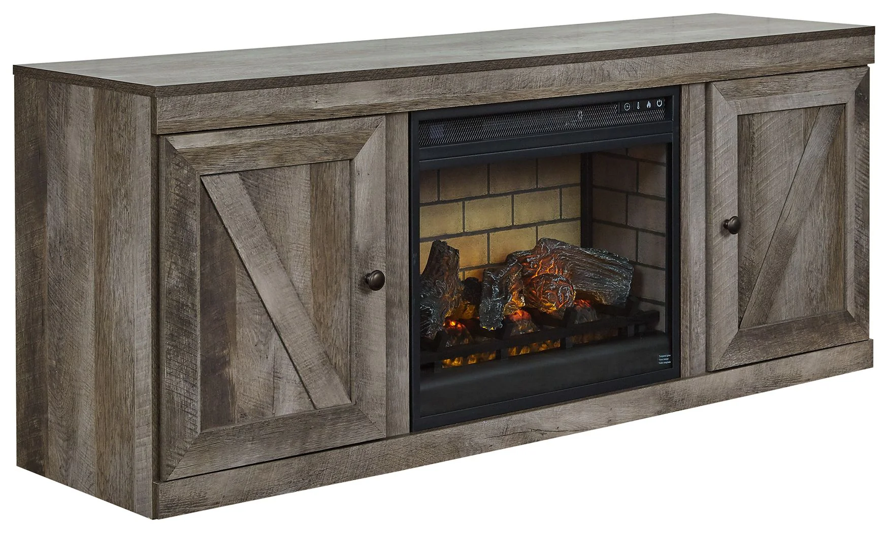 Wynnlow - TV Stand With Faux Firebrick Fireplace Insert - Gray - Image 3