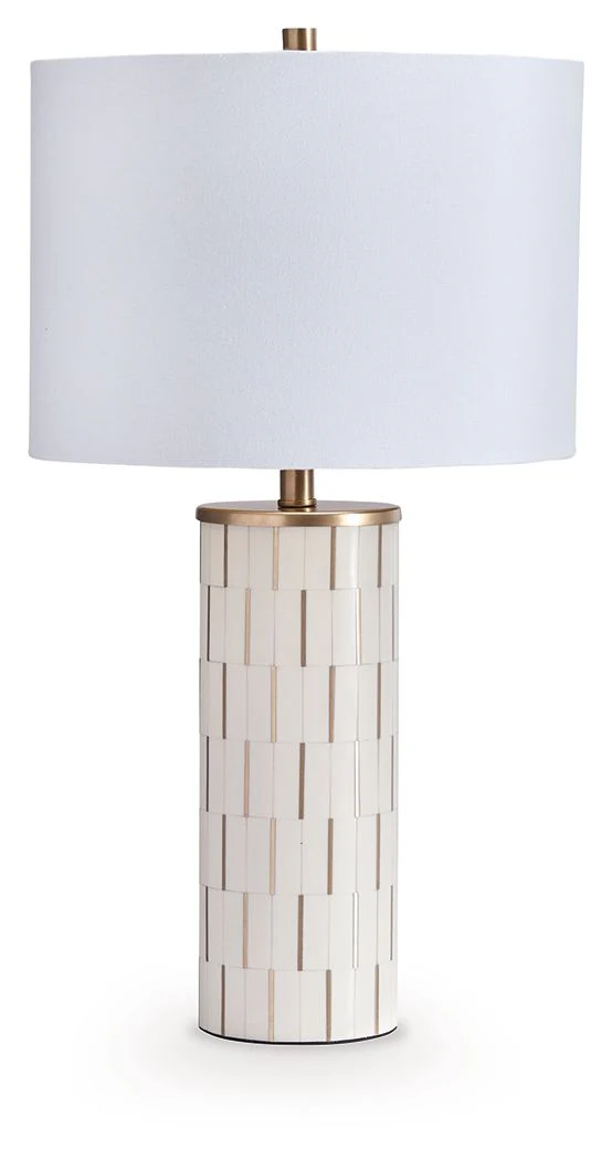 Faridworth – Poly Table Lamp – White / Gold Finish