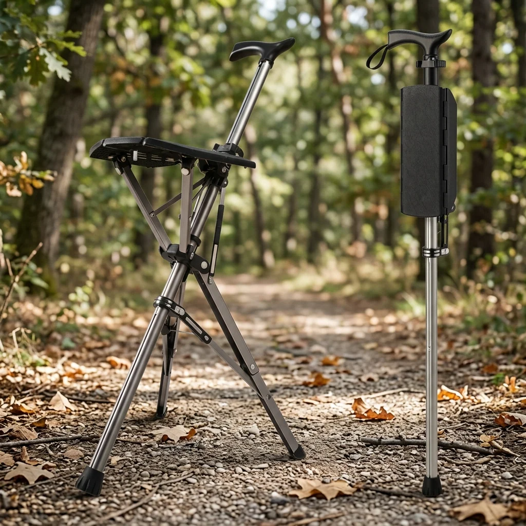 Elderly Foldable Walking Chair Stick - Image 3