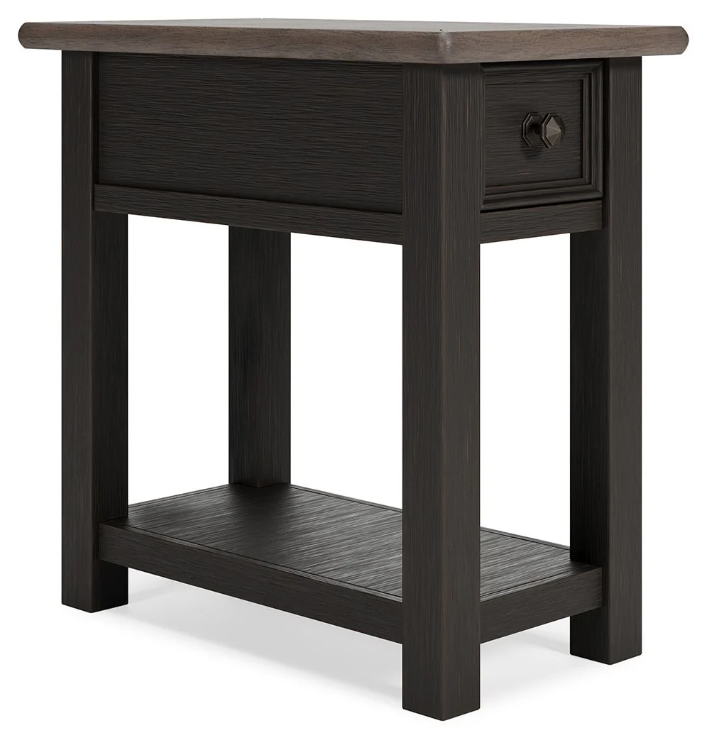 Tyler Creek – Chair Side End Table – Black / Gray
