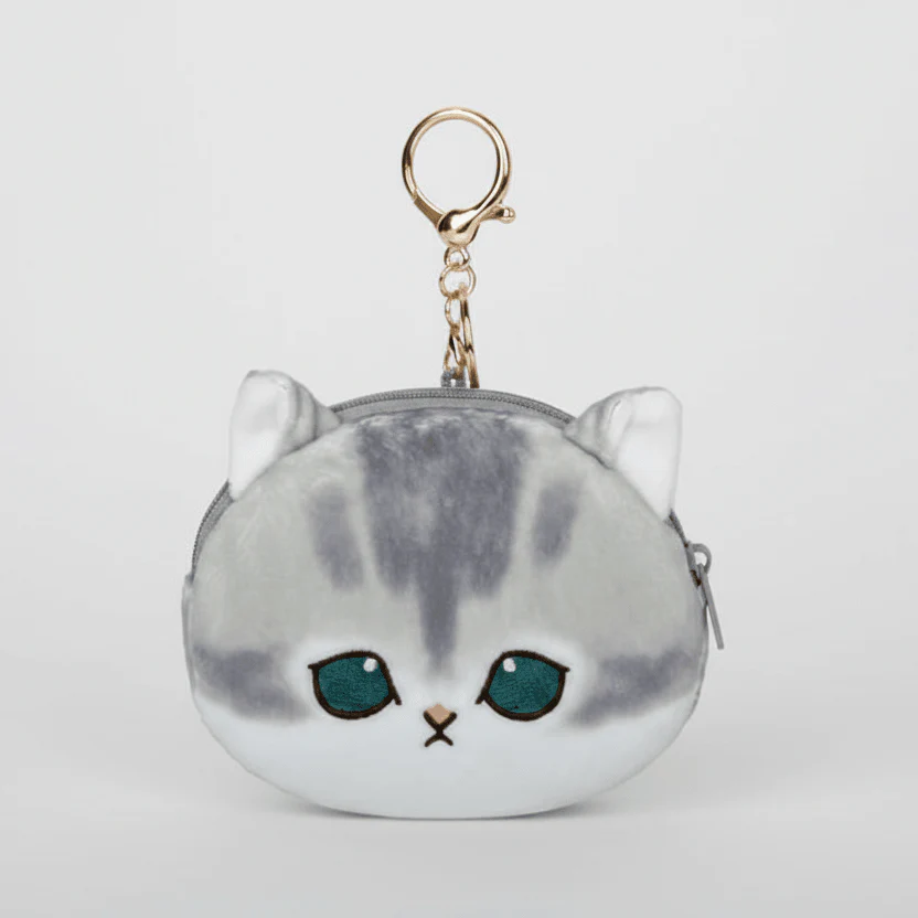 Mofusand Light Grey Cat Coin Purse Keychain - Image 2