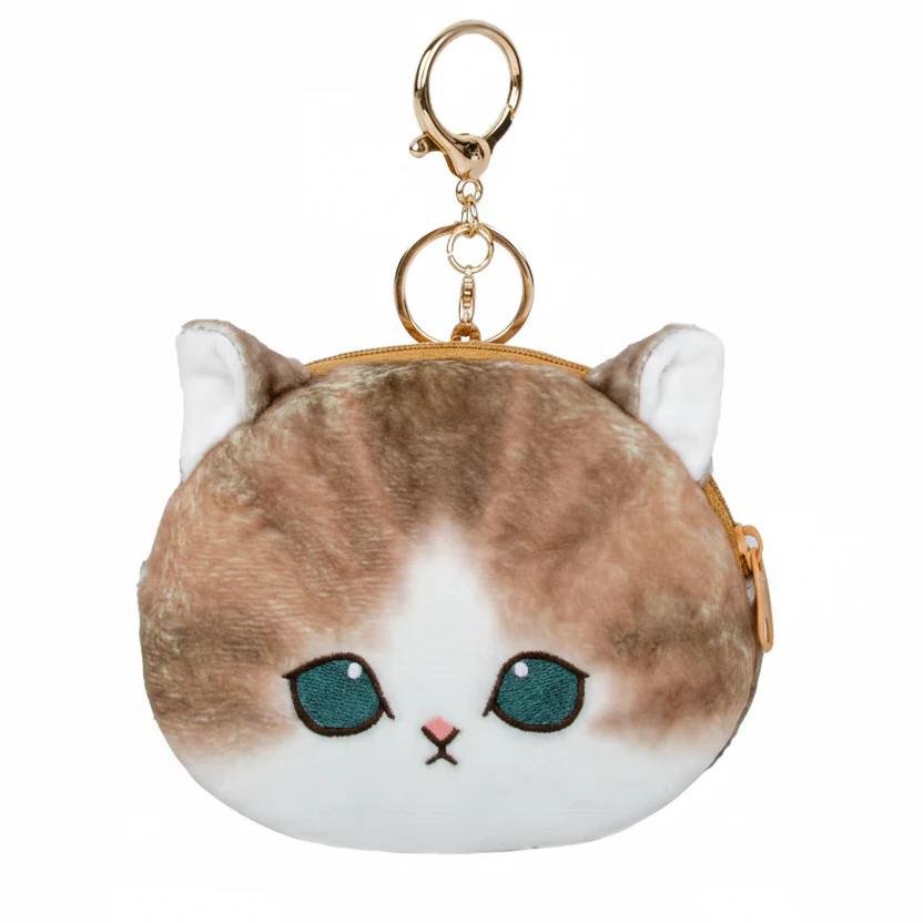 Mofusand Dark Brown Cat Coin Purse Keychain - Image 1