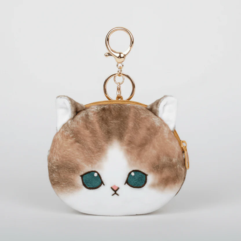 Mofusand Dark Brown Cat Coin Purse Keychain - Image 2