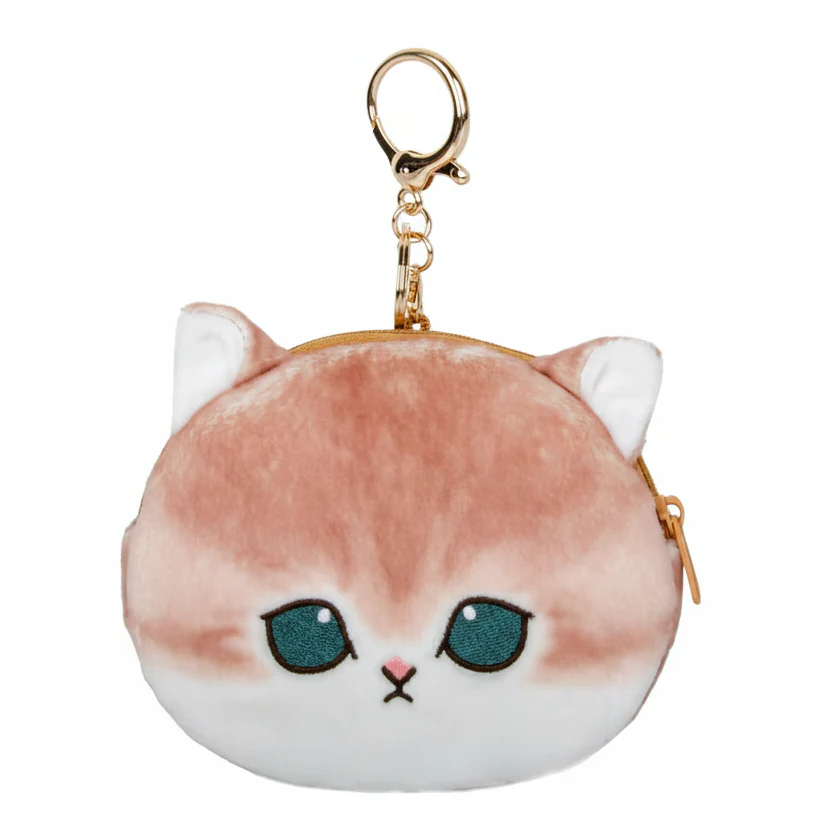 Mofusand Light Brown Cat Coin Purse Keychain - Image 1