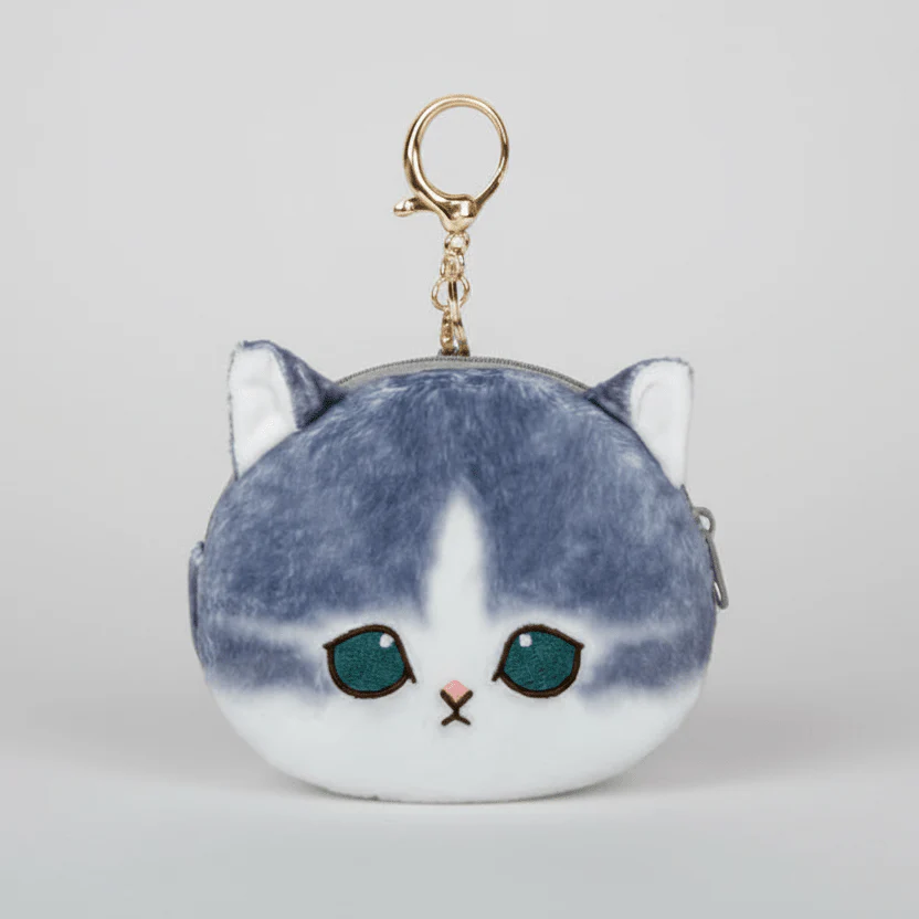 Mofusand Dark Grey Cat Coin Purse Keychain - Image 2