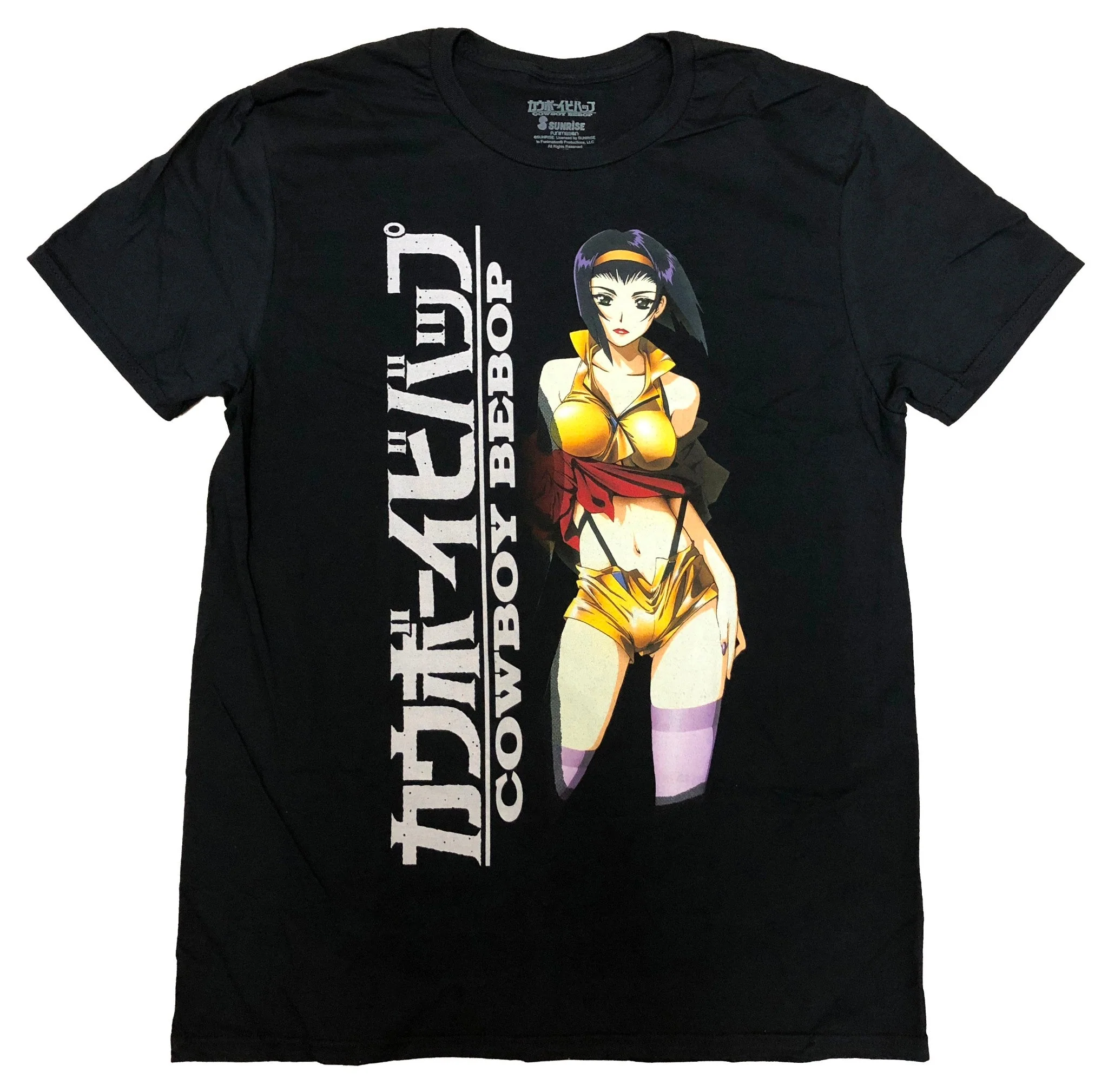 Cowboy Bebop Logo With Faye Anime Adult T-Shirt - Image 1