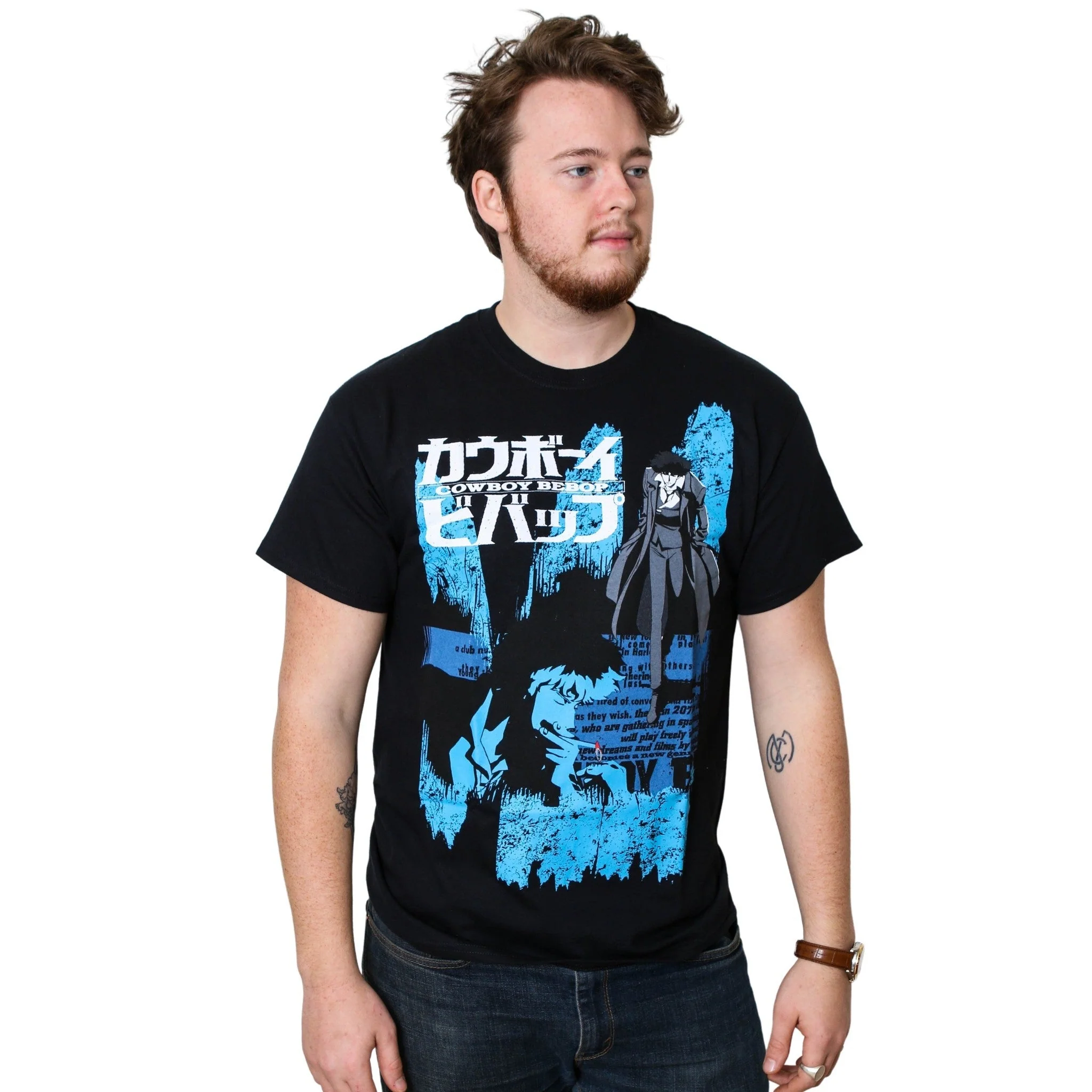 Cowboy Bebop Spike Anime Opening Credits Adult T-Shirt - Image 2
