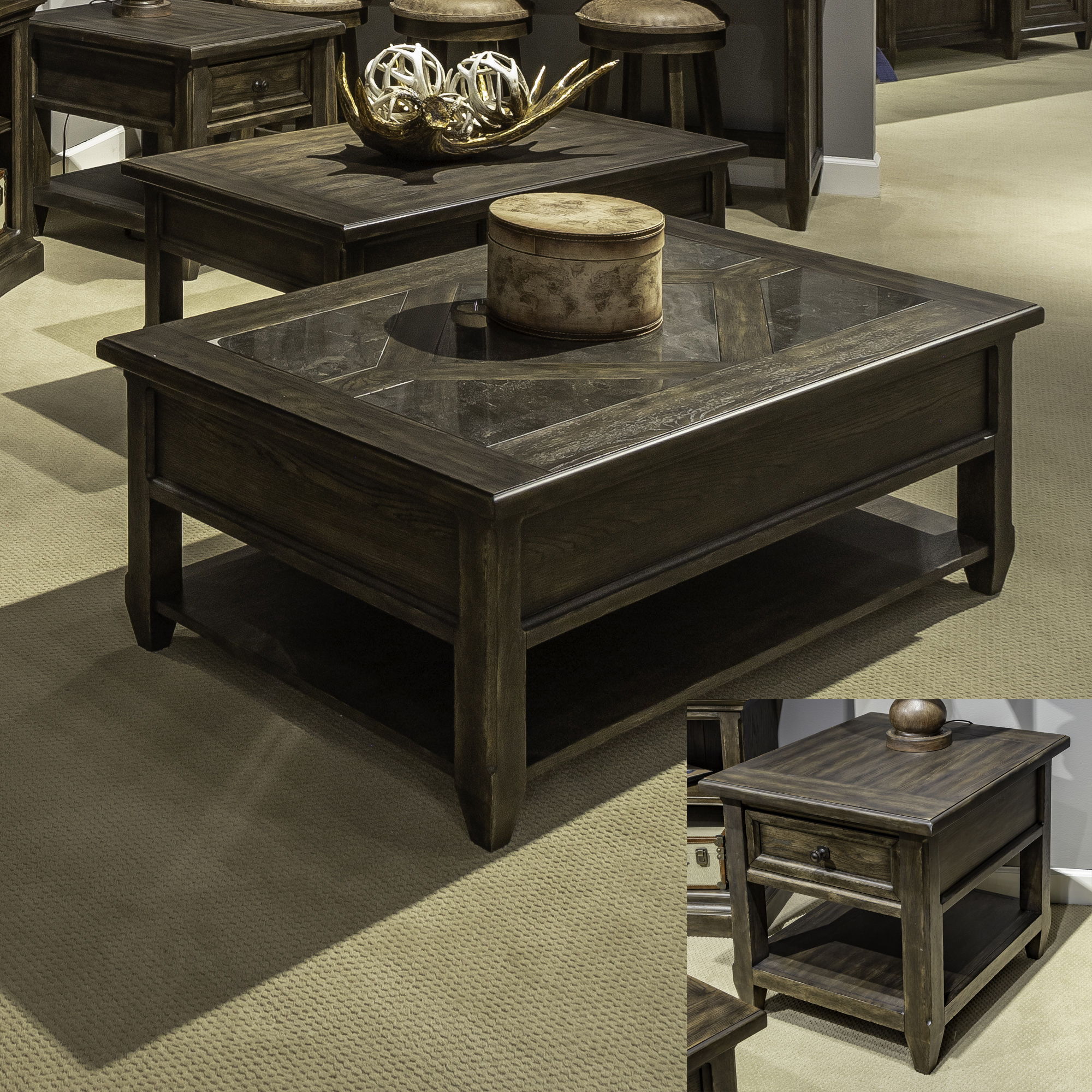 Paradise Valley - 3 Piece Table Set - Saddle Brown - Image 1