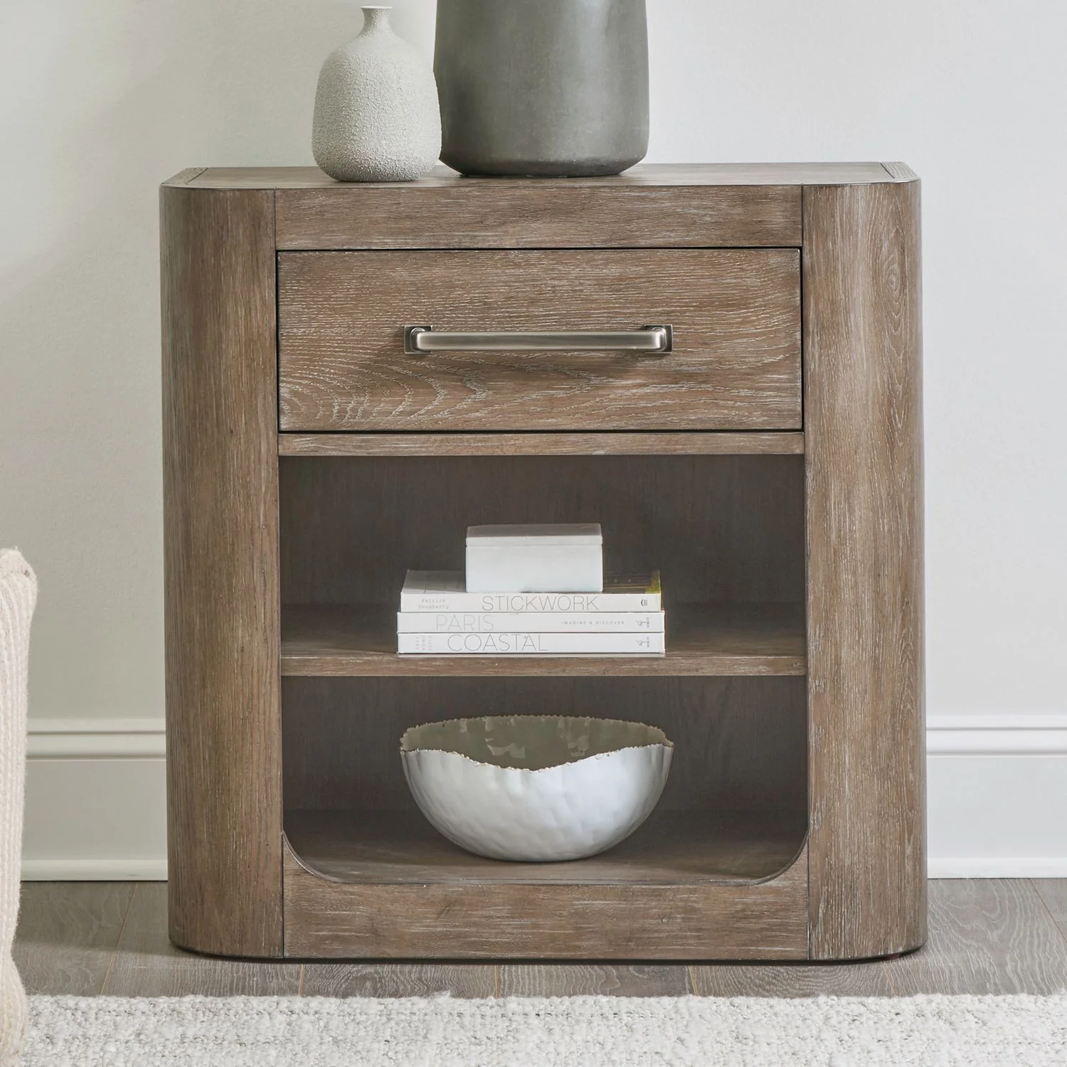 South Bend - Open Nightstand With Charging Station - Burnished Clay - Image 1