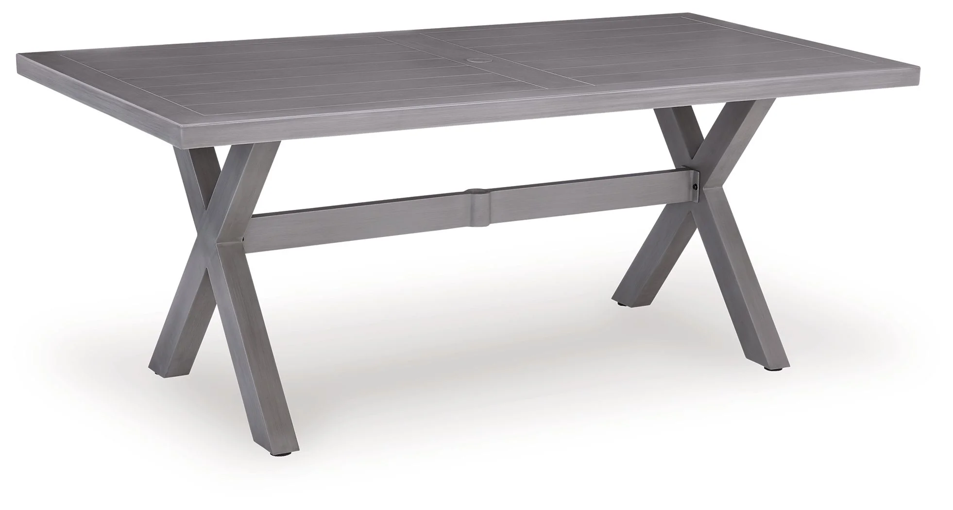Half Moon Beach - Rectangular Dining Table With Umbrella Option - Gray - Image 1