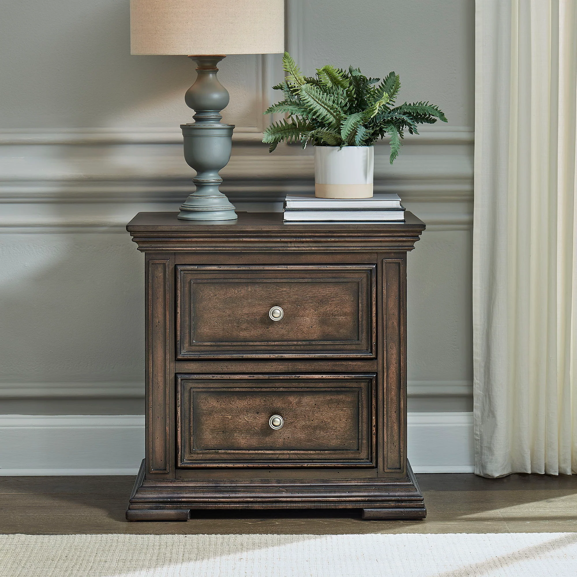 Big Valley - 2 Drawer Night Stand w/ Charging Station - Image 1