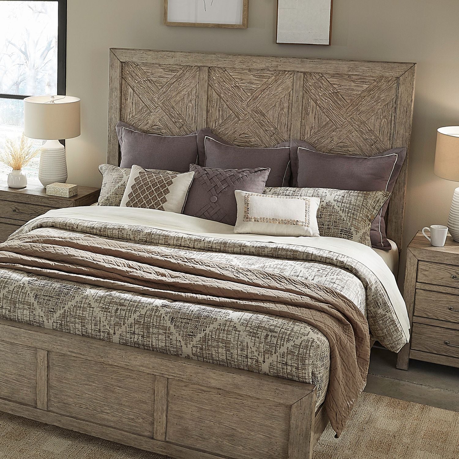 Skyview Lodge - King Panel Bed - Cobblestone - Image 3