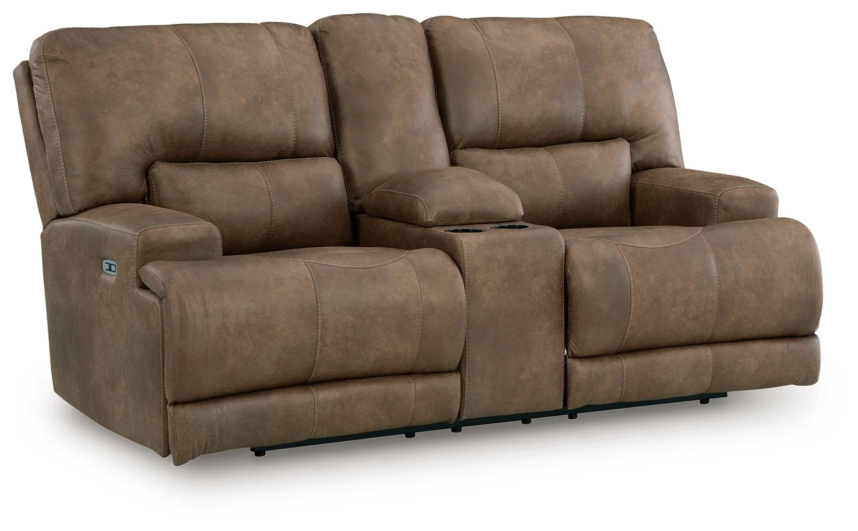 Beckley Place – Power Reclining Loveseat With Console / Adjustable Headrest – Earth