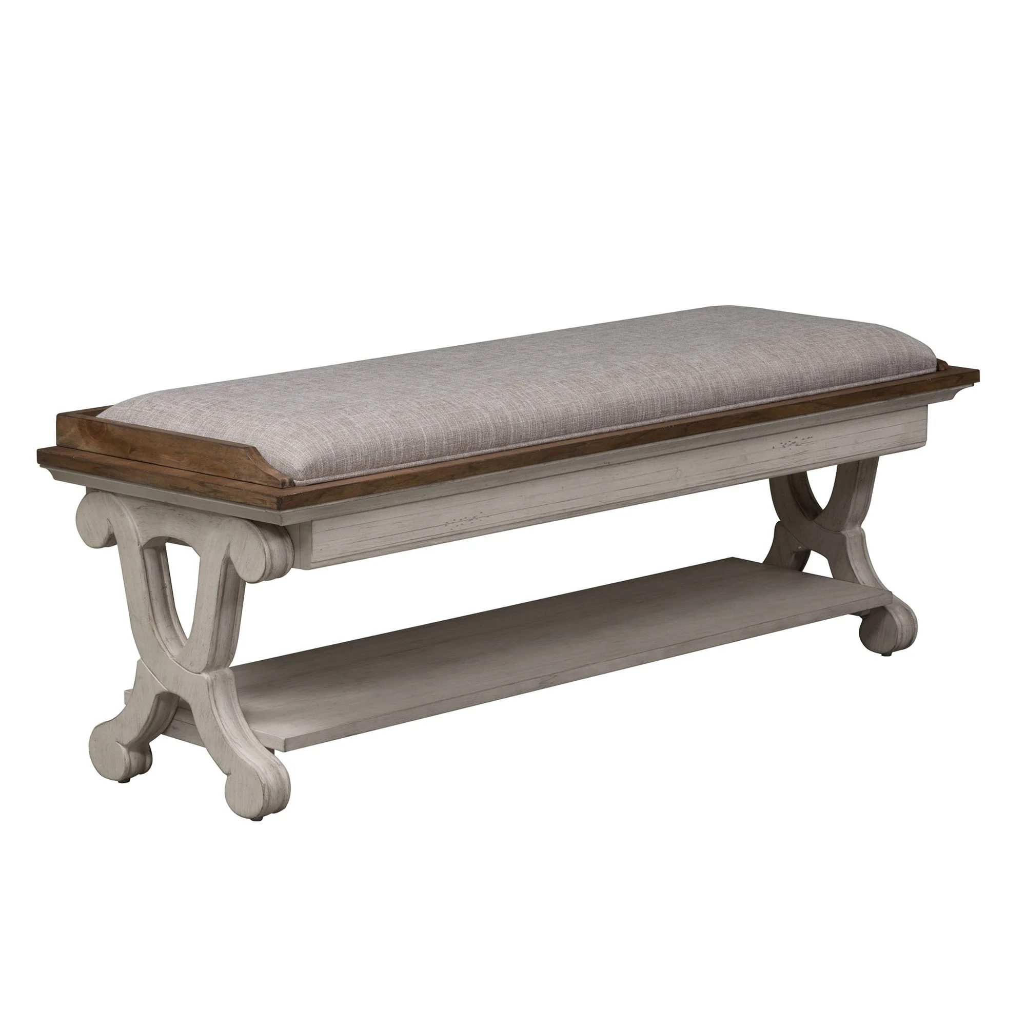 Farmhouse Reimagined - Bed Bench - Antique White / Chestnut Tops - Image 2