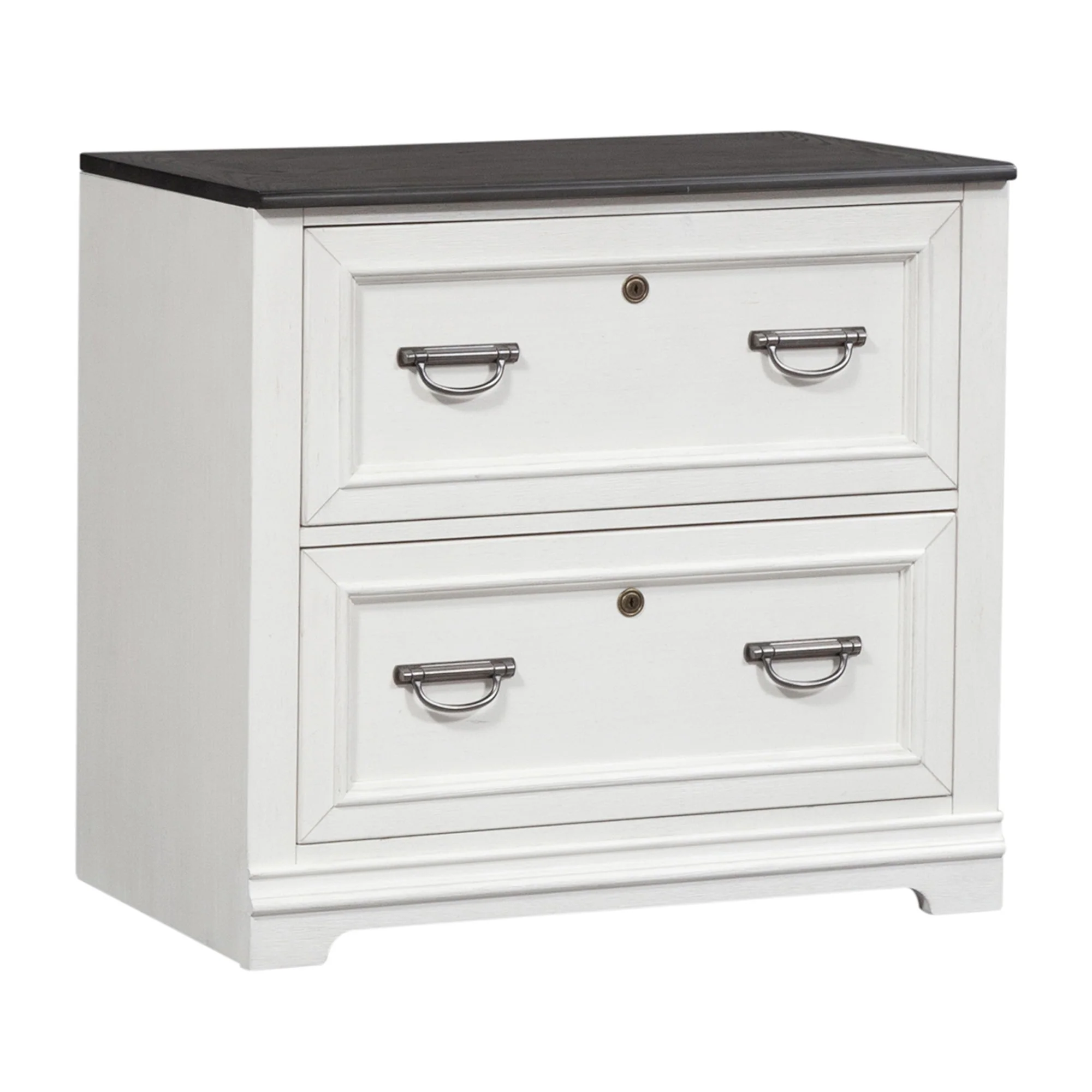 Allyson Park - Bunching Lateral File Cabinet - Wirebrushed White / Charcoal - Image 3
