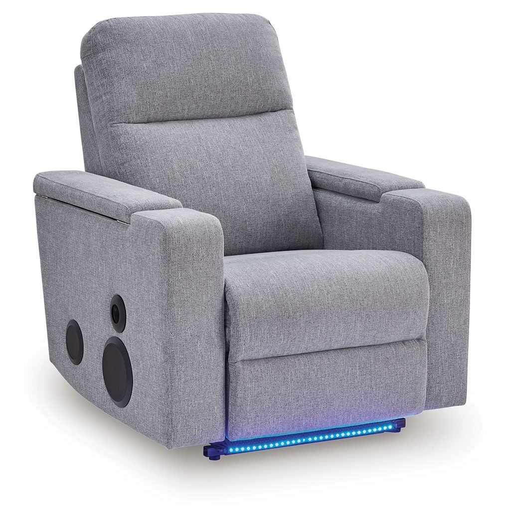 Pineland – Glider Power Recliner With Audio System – Pewter