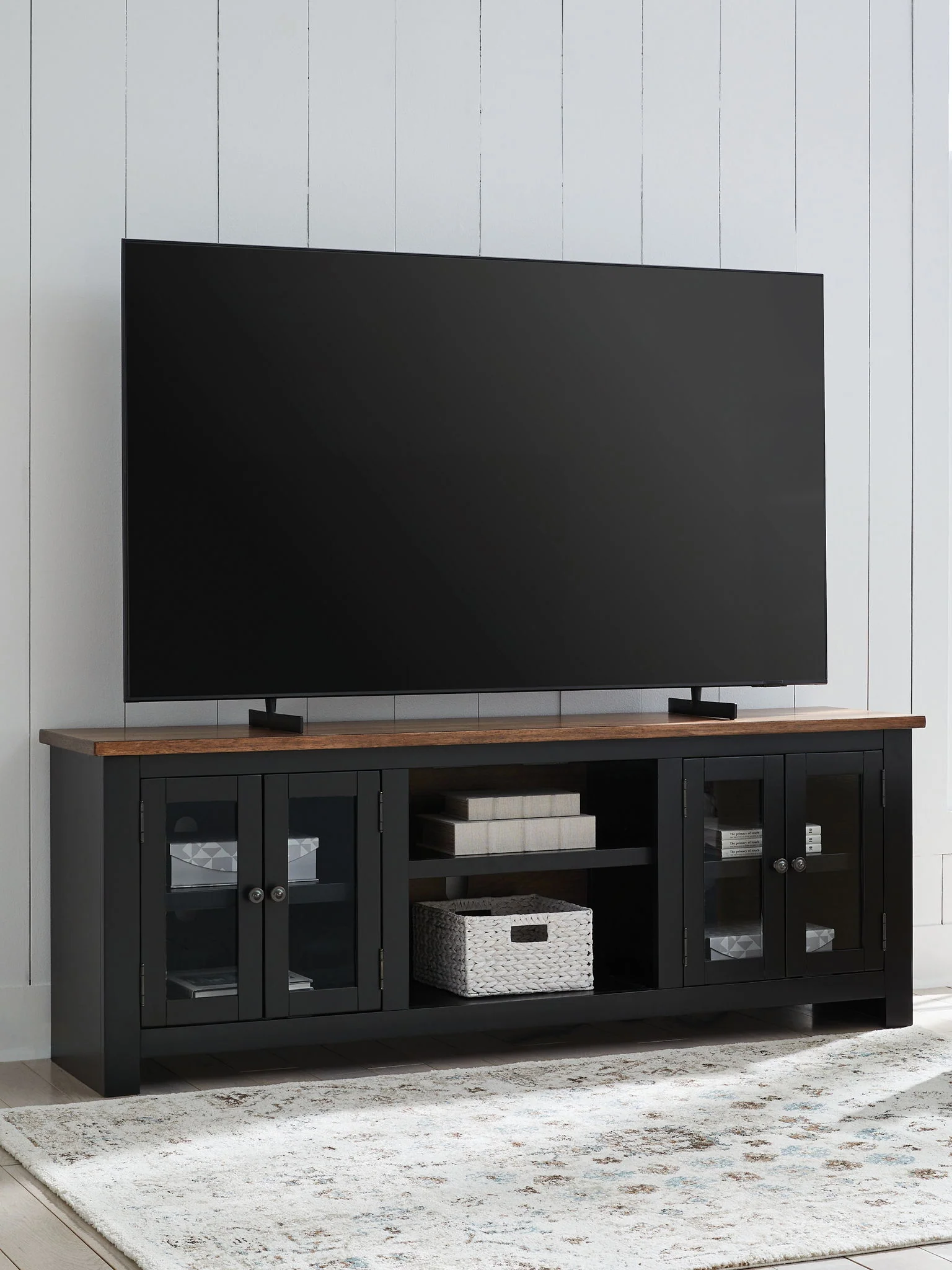 Wildenauer – XL TV Stand With Fireplace Option – Brown / Black