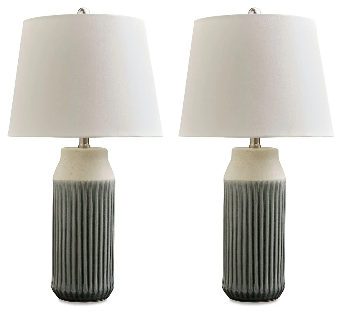 Afener - Ceramic Table Lamp (Set of 2) - Blue / Beige - Image 1