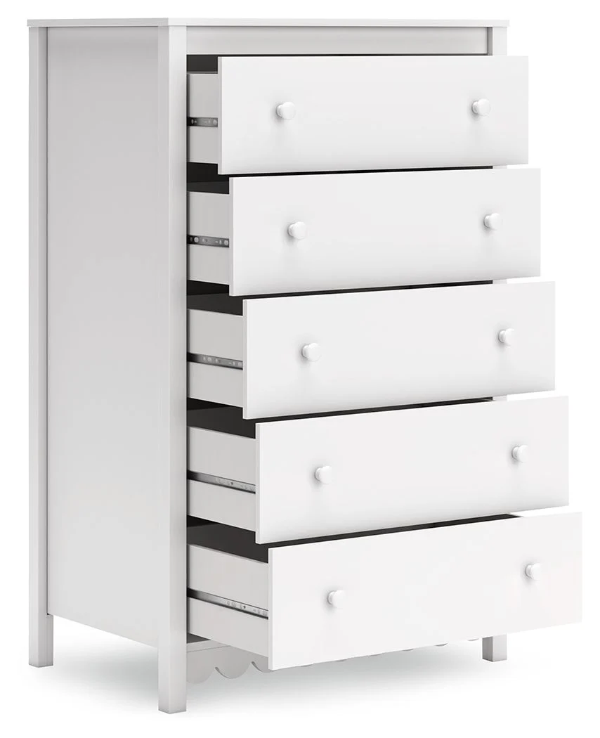 Hallityn - Five Drawer Chest - White - Image 2