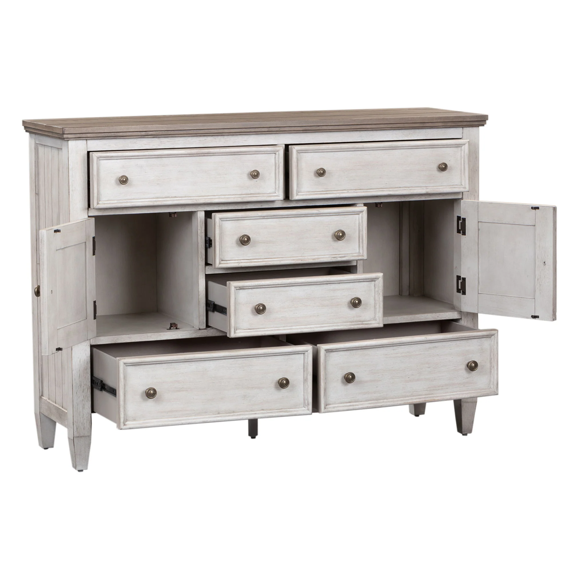 Heartland - 2 Door 6 Drawer Chesser - Antique White / Tobacco Tops - Image 3