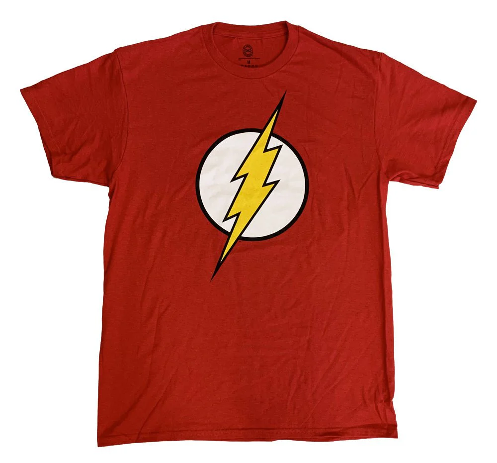 DC Comics Flash Logo Black Outline Adult Graphic T-Shirt - Image 1