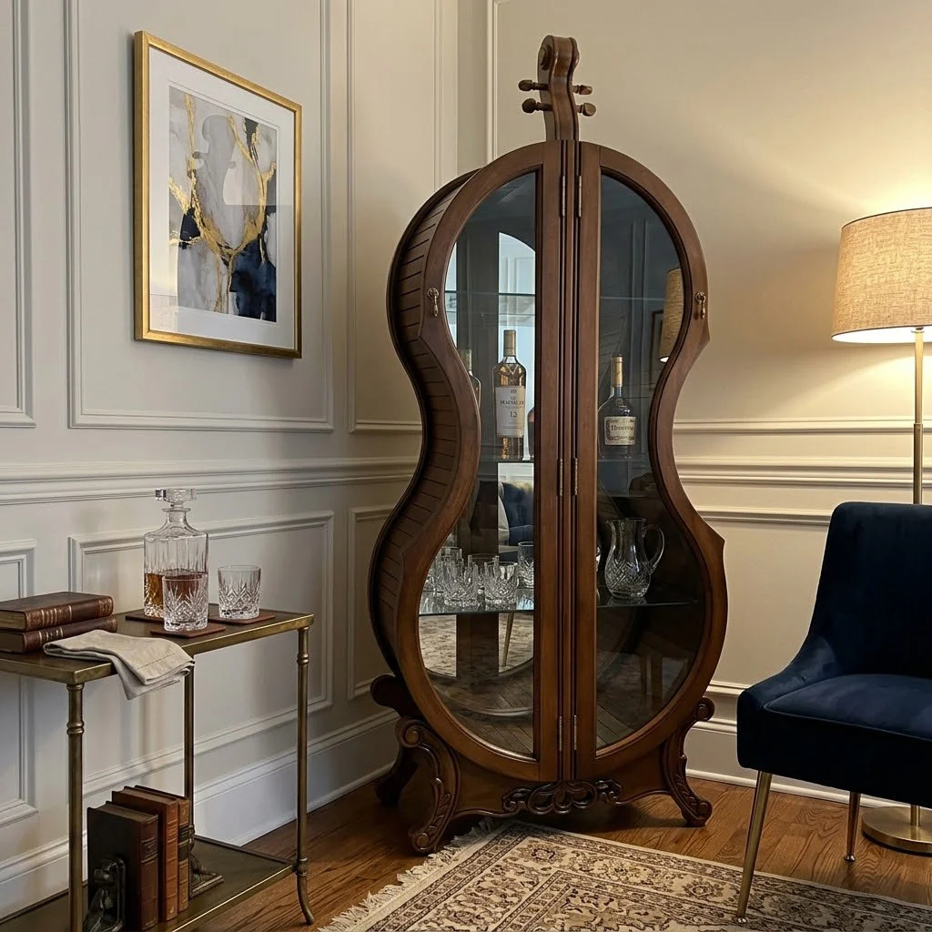 Violin Silhouette Curio Display Cabinet - Image 2