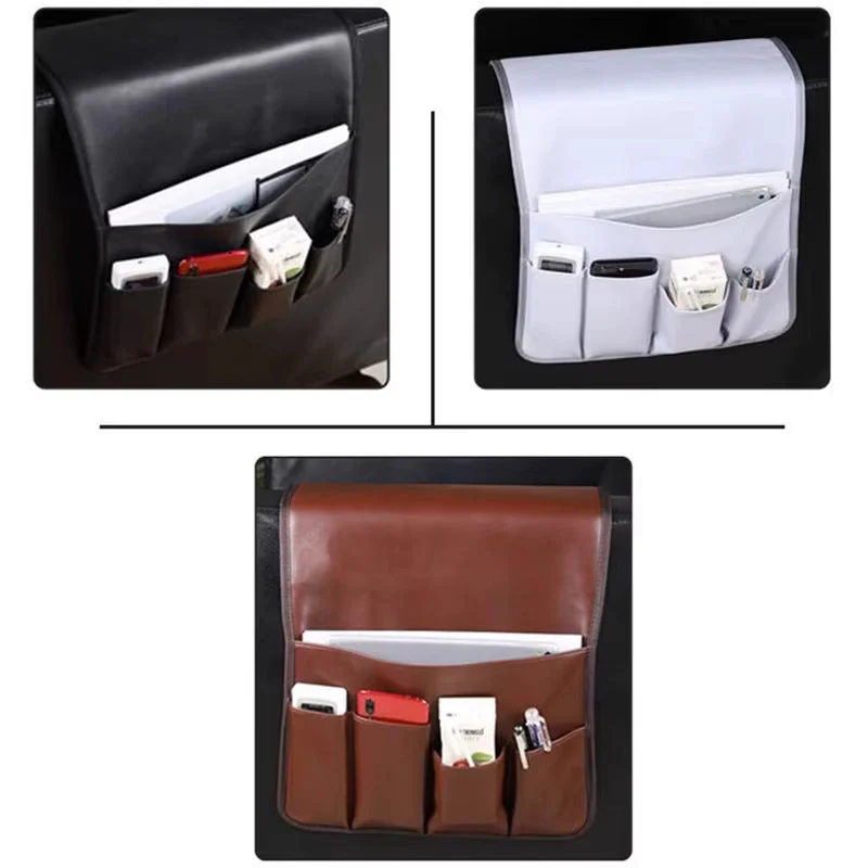 Non-slip 5 Pockets Leather Arm Rest Chair Organizer - Image 3