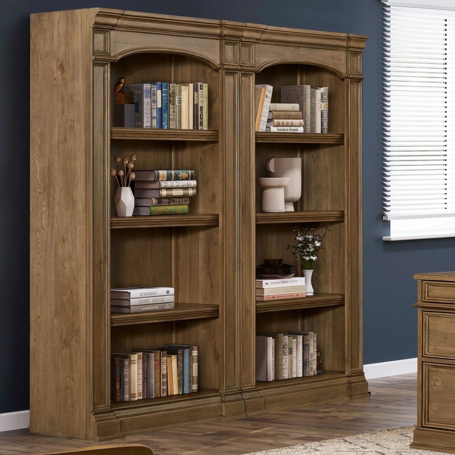 Reynolda – Bunching Bookcase (Set of 2) – Camel Beige