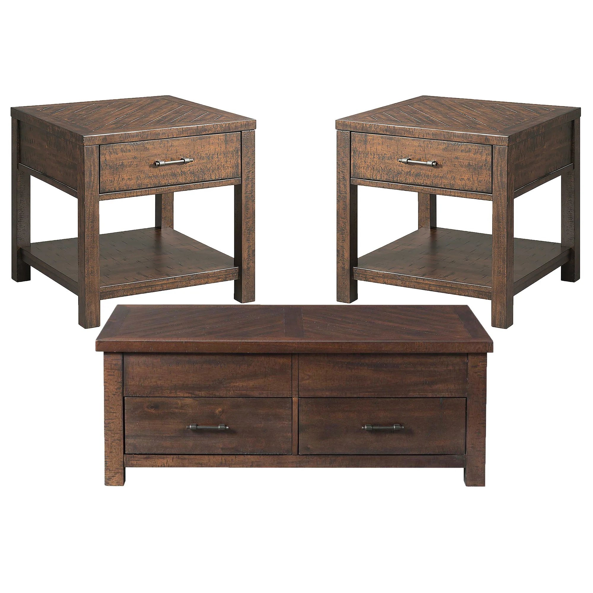 Jax – 3 Piece Occasional Table Set (Lift Top Coffee & Two End Tables) – Cherry