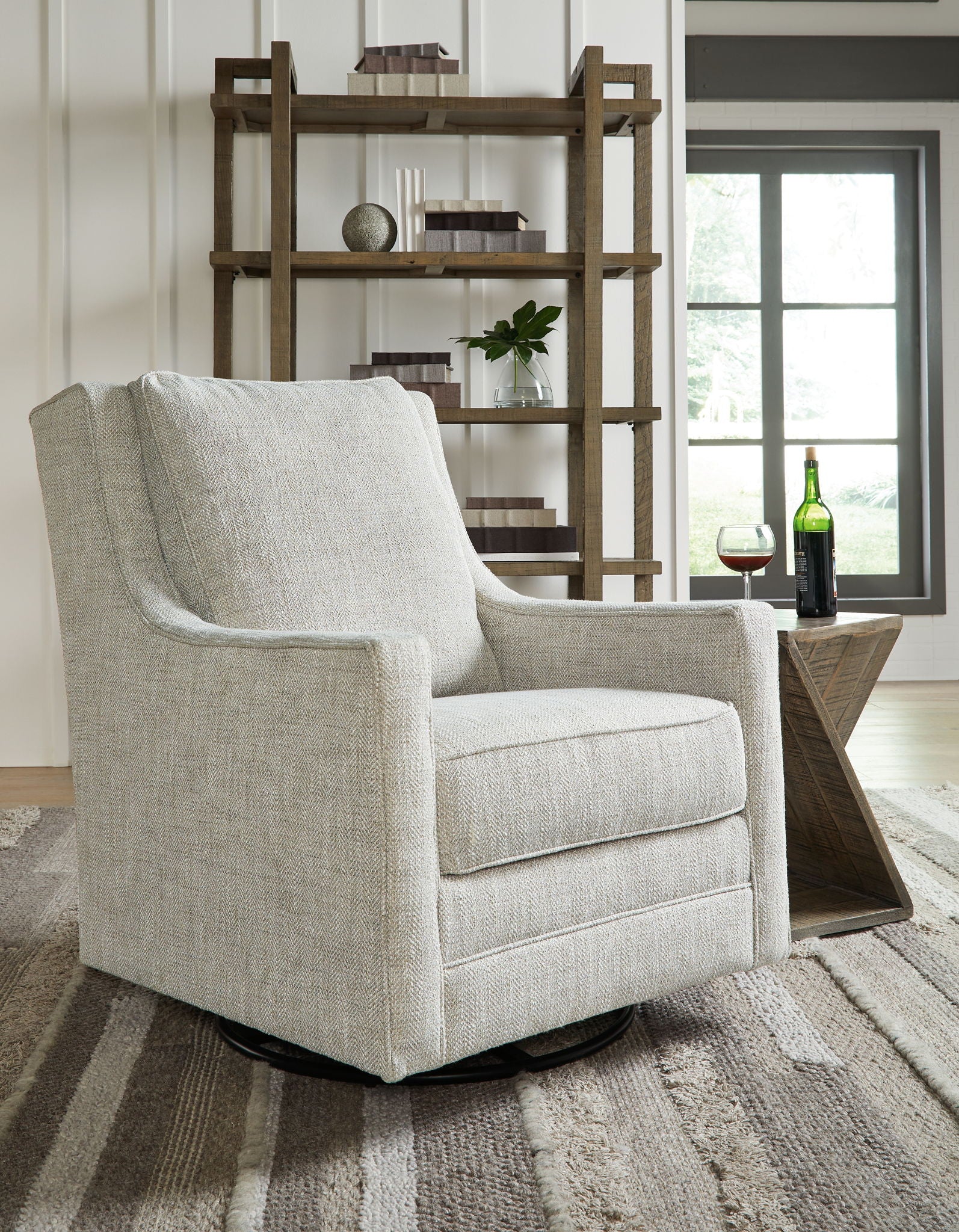 Kambria - Swivel Glider Accent Chair - Fog - Image 3