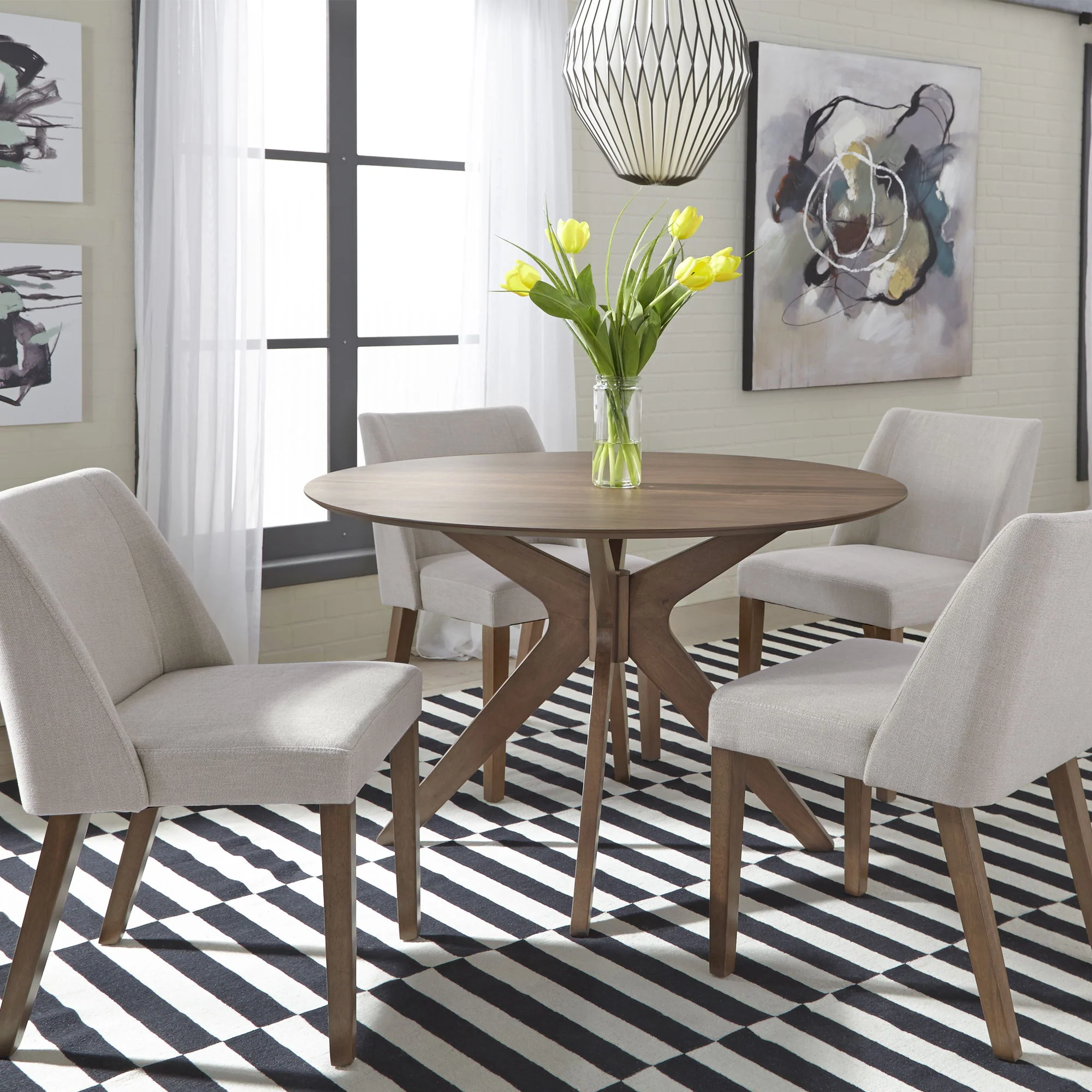 Space Savers - Round Pedestal Table - Walnut - Image 1