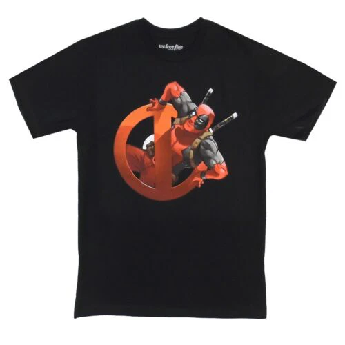 Deadpool Body Slide Merc Classic Logo Marvel Comics Adult T-Shirt - Image 2
