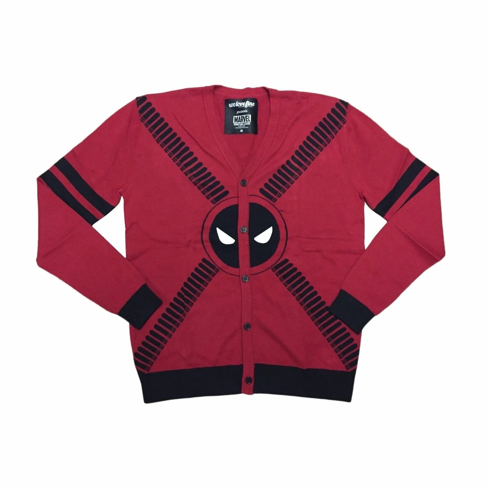 Deadpool Cardigan Bands Marvel Comics Adult Cardigan - Image 1