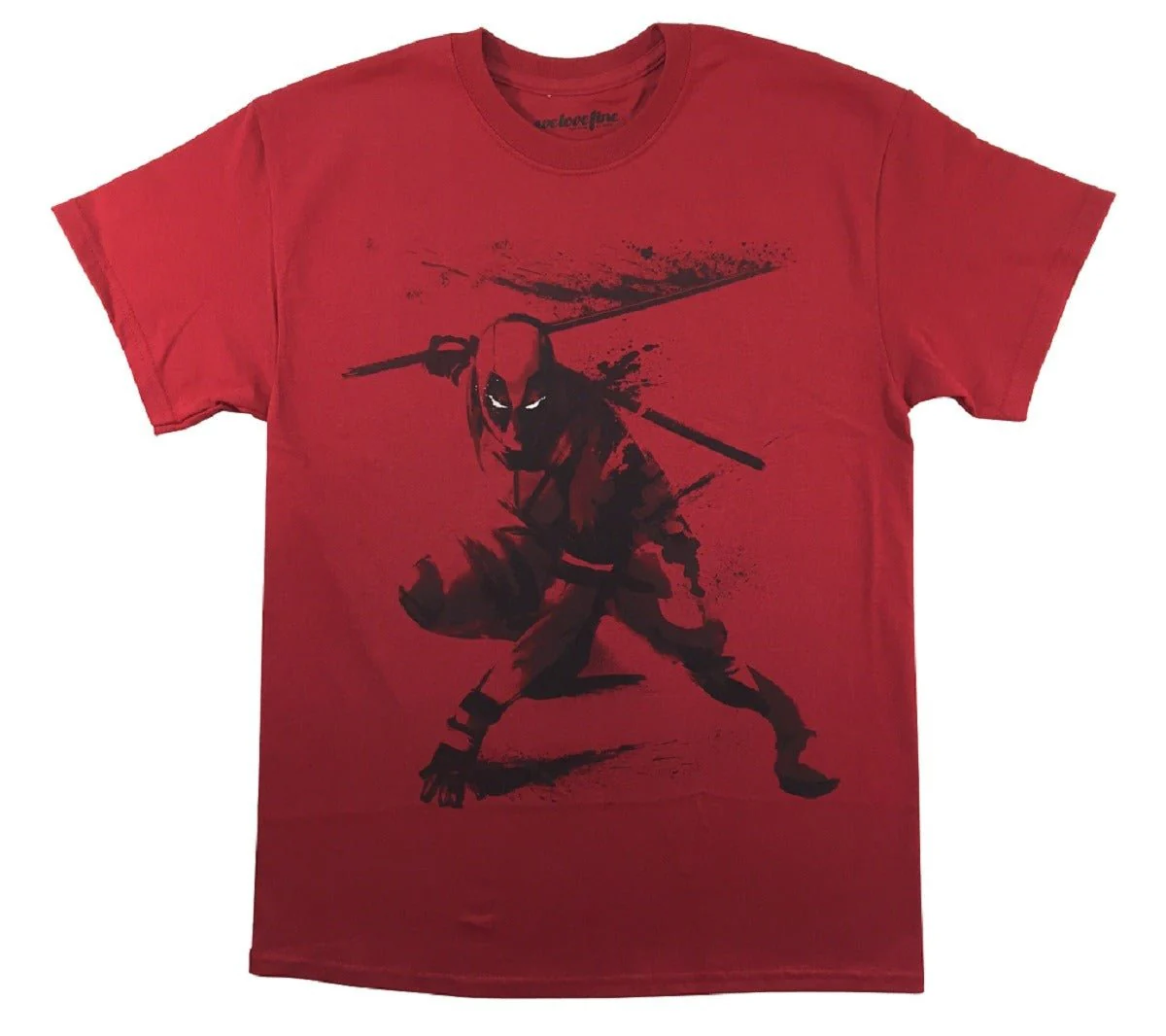 Deadpool Movie Sword Slash Sumi E Adult T-Shirt - Image 1