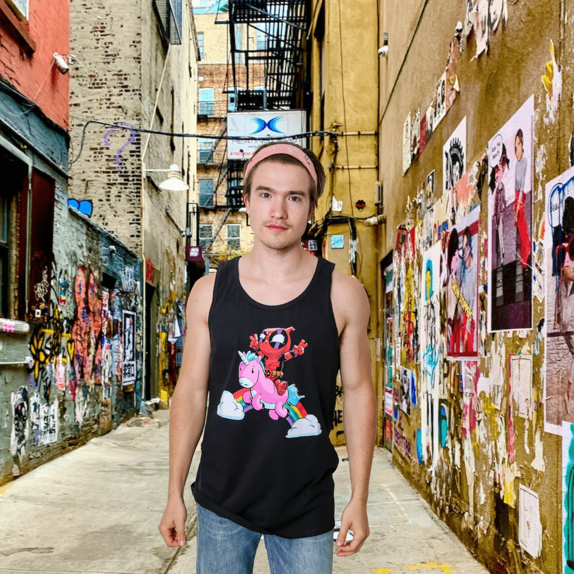 Deadpool Rainbow Power Marvel Comics Adult Tank Top - Image 2