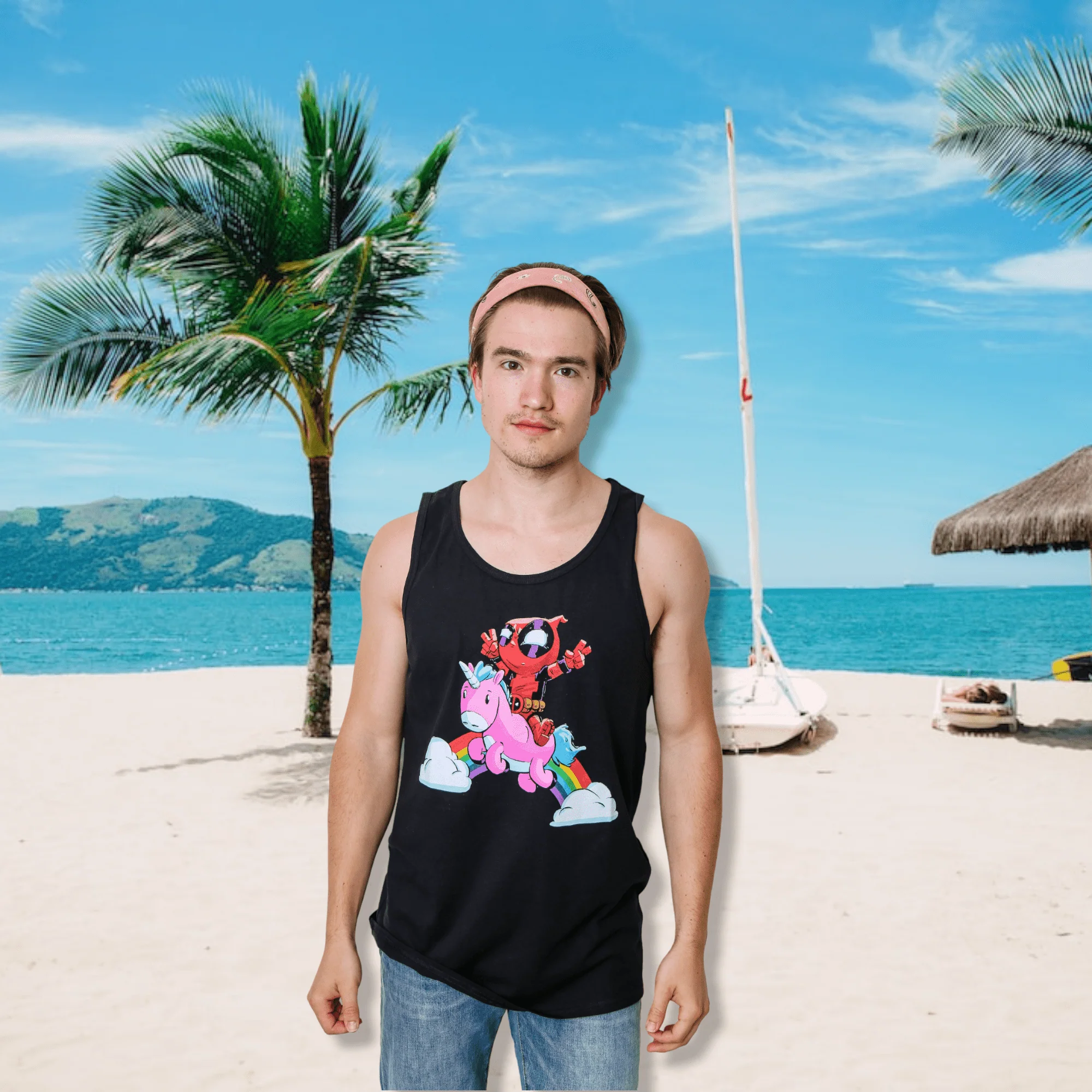 Deadpool Rainbow Power Marvel Comics Adult Tank Top - Image 3