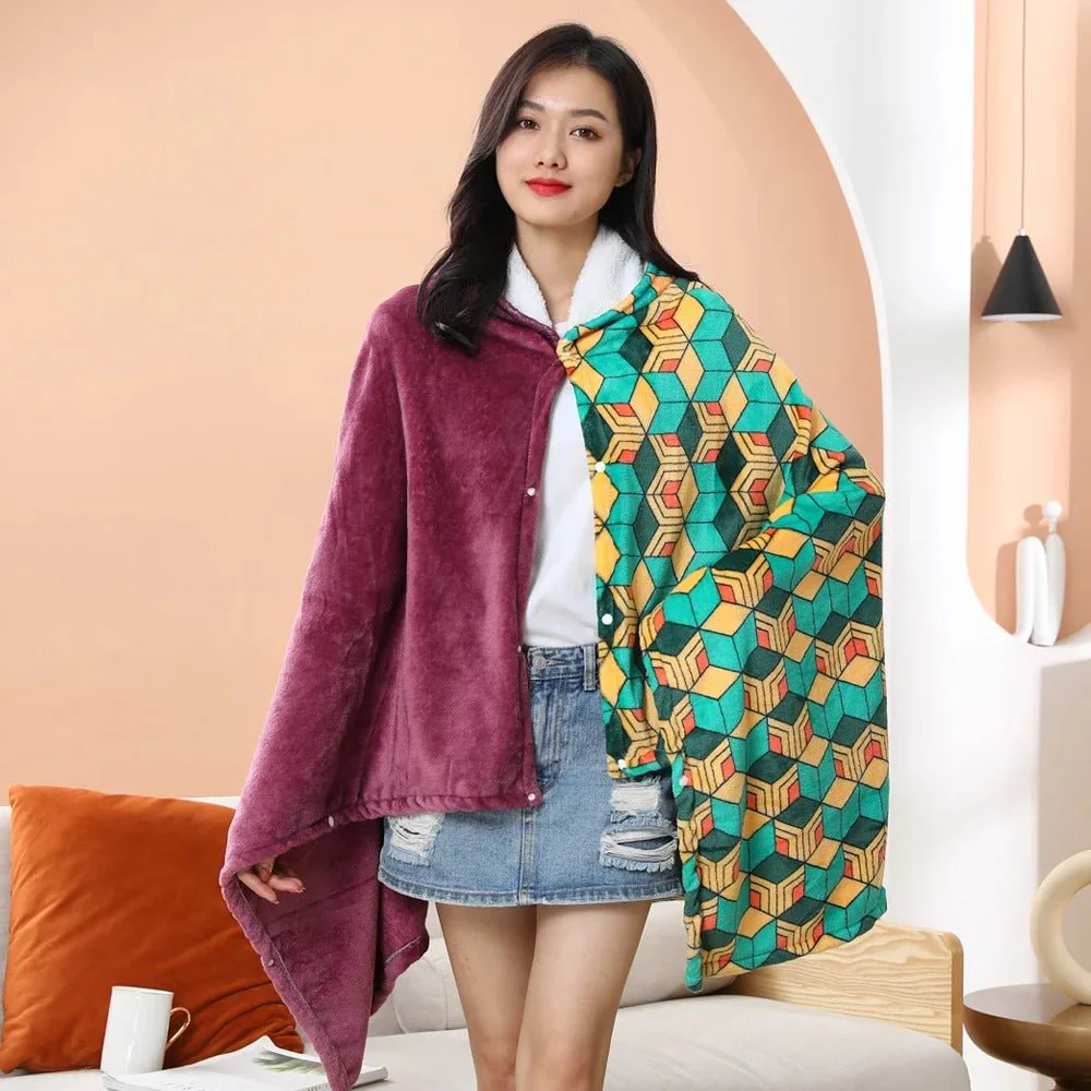 Demon Slayer: Kimetsu no Yaiba - Giyu Blanket Cosplay Cloak Hooded Cape - Image 2