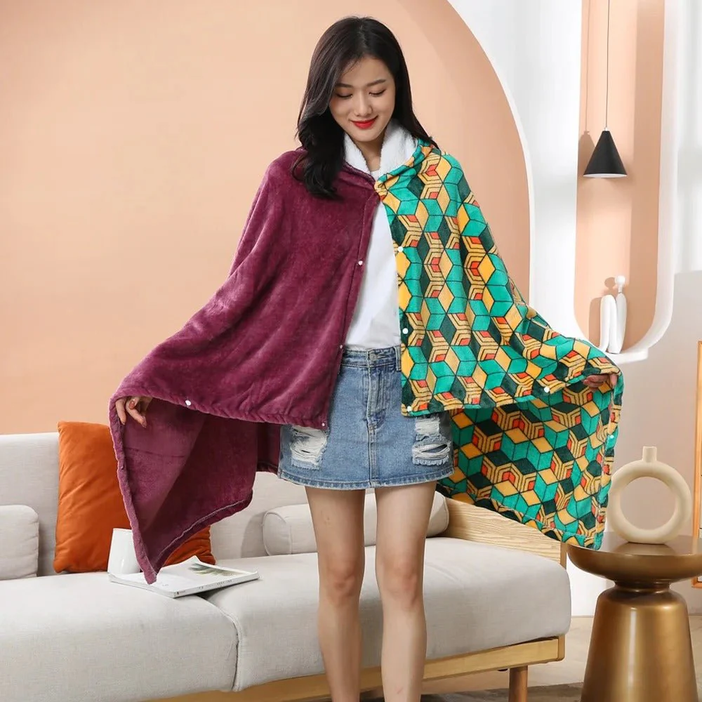 Demon Slayer: Kimetsu no Yaiba - Giyu Blanket Cosplay Cloak Hooded Cape - Image 3