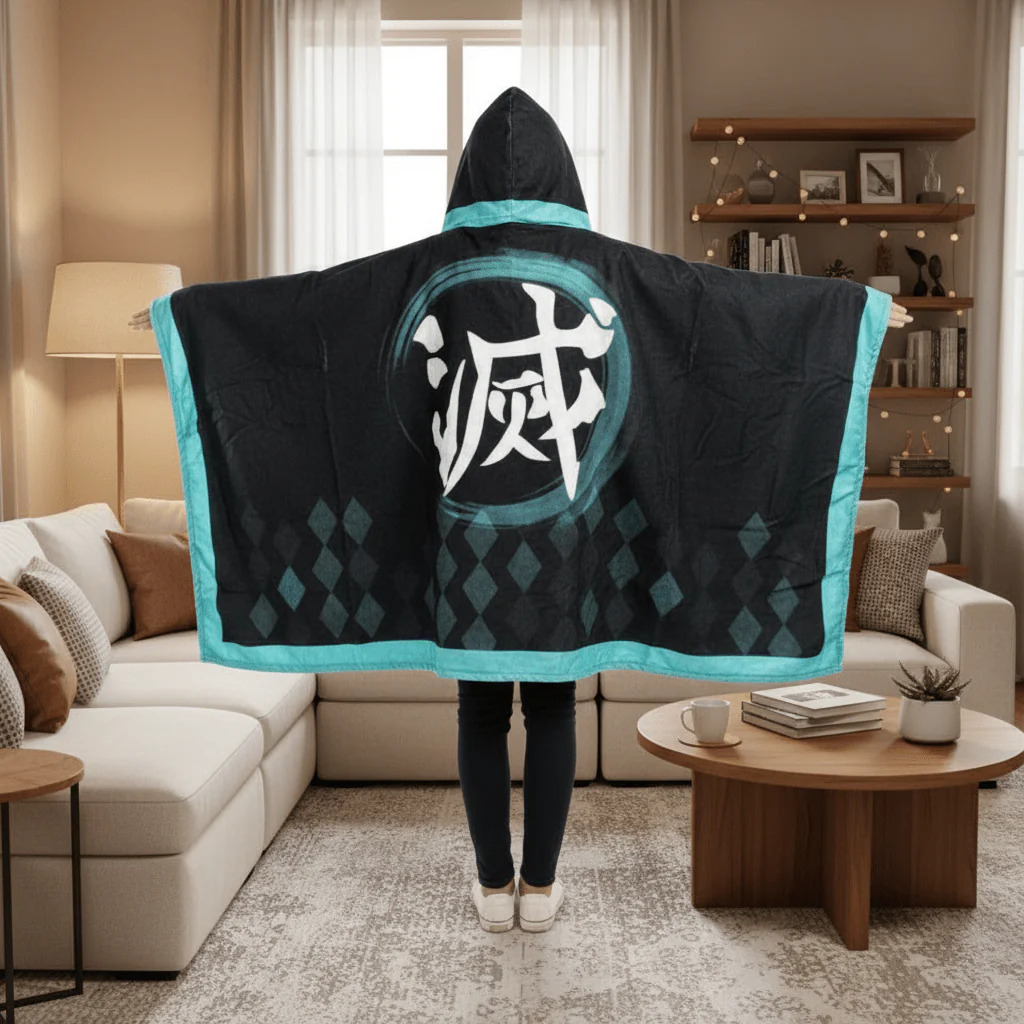 Demon Slayer: Kimetsu no Yaiba - Muichiro Tokito Symbol Blanket Cosplay Cloak Hooded Cape - Image 2