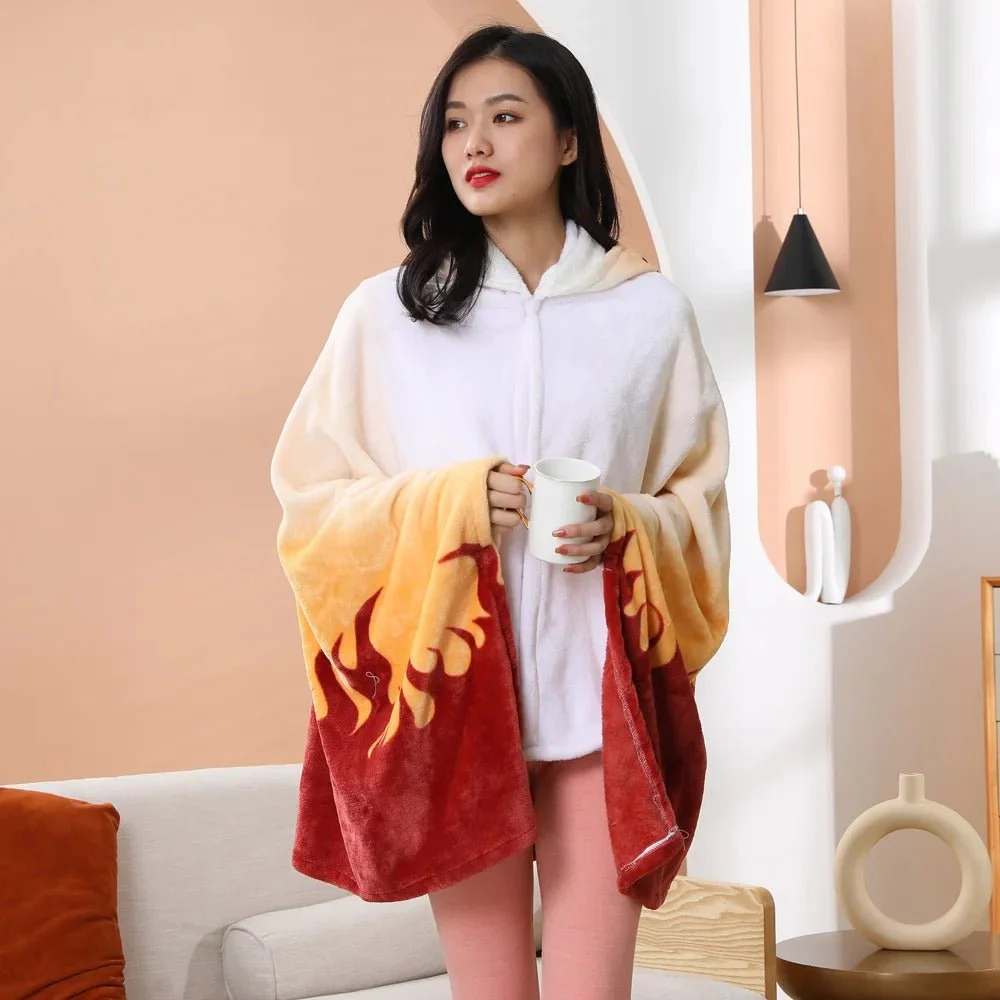 Demon Slayer: Kimetsu no Yaiba - Rengoku Blanket Cosplay Cloak Hooded Cape - Image 2