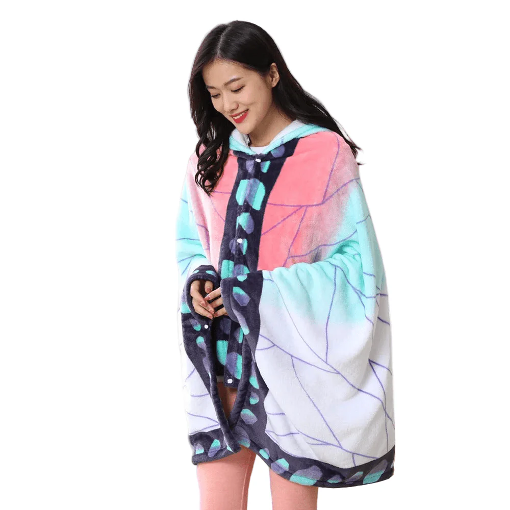 Demon Slayer: Kimetsu no Yaiba – Shinobu Blanket Cosplay Cloak Hooded Cape