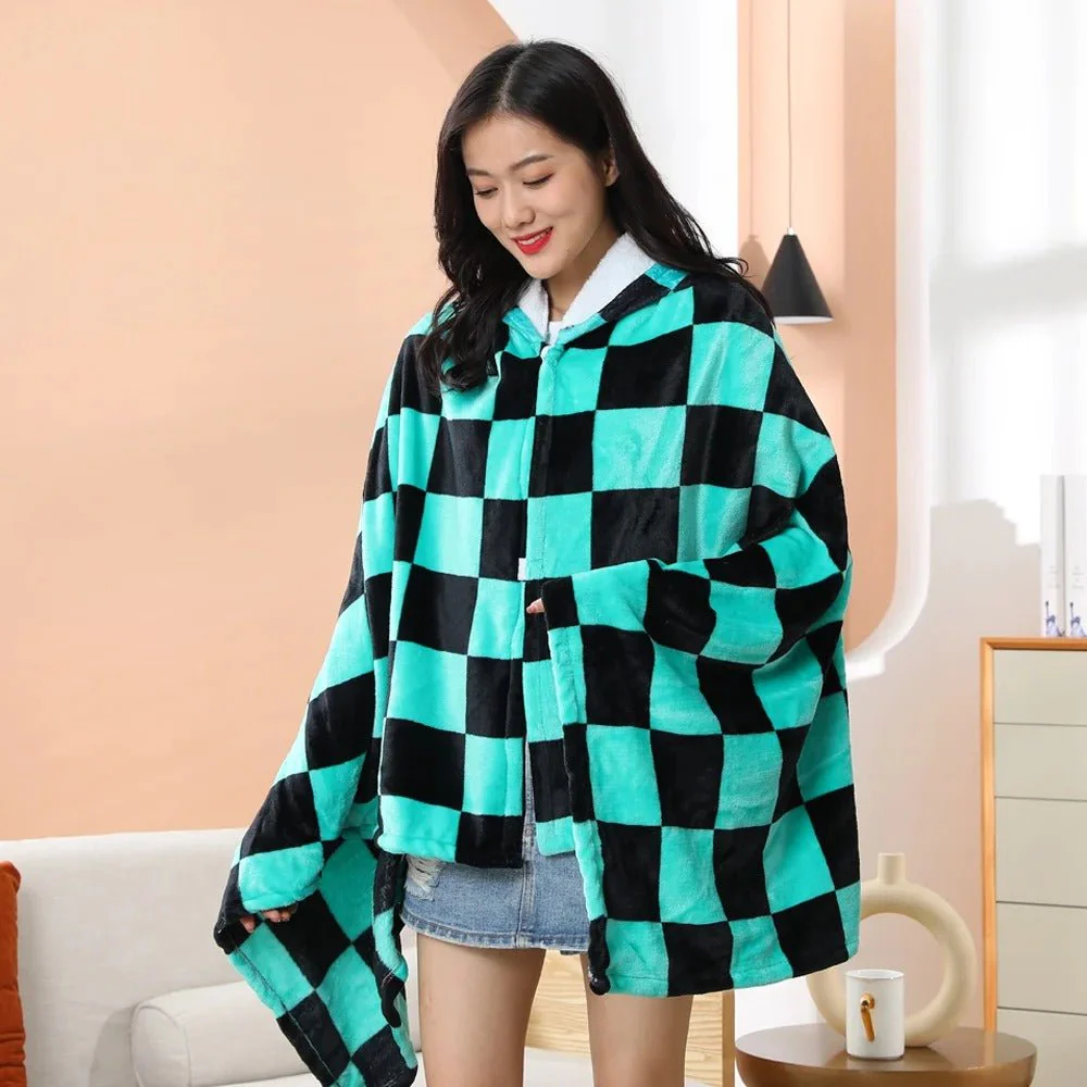 Demon Slayer: Kimetsu no Yaiba - Tanjiro Blanket Cosplay Cloak Hooded Cape - Image 2