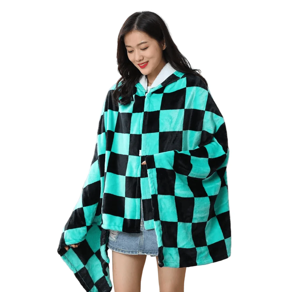 Demon Slayer: Kimetsu no Yaiba – Tanjiro Blanket Cosplay Cloak Hooded Cape