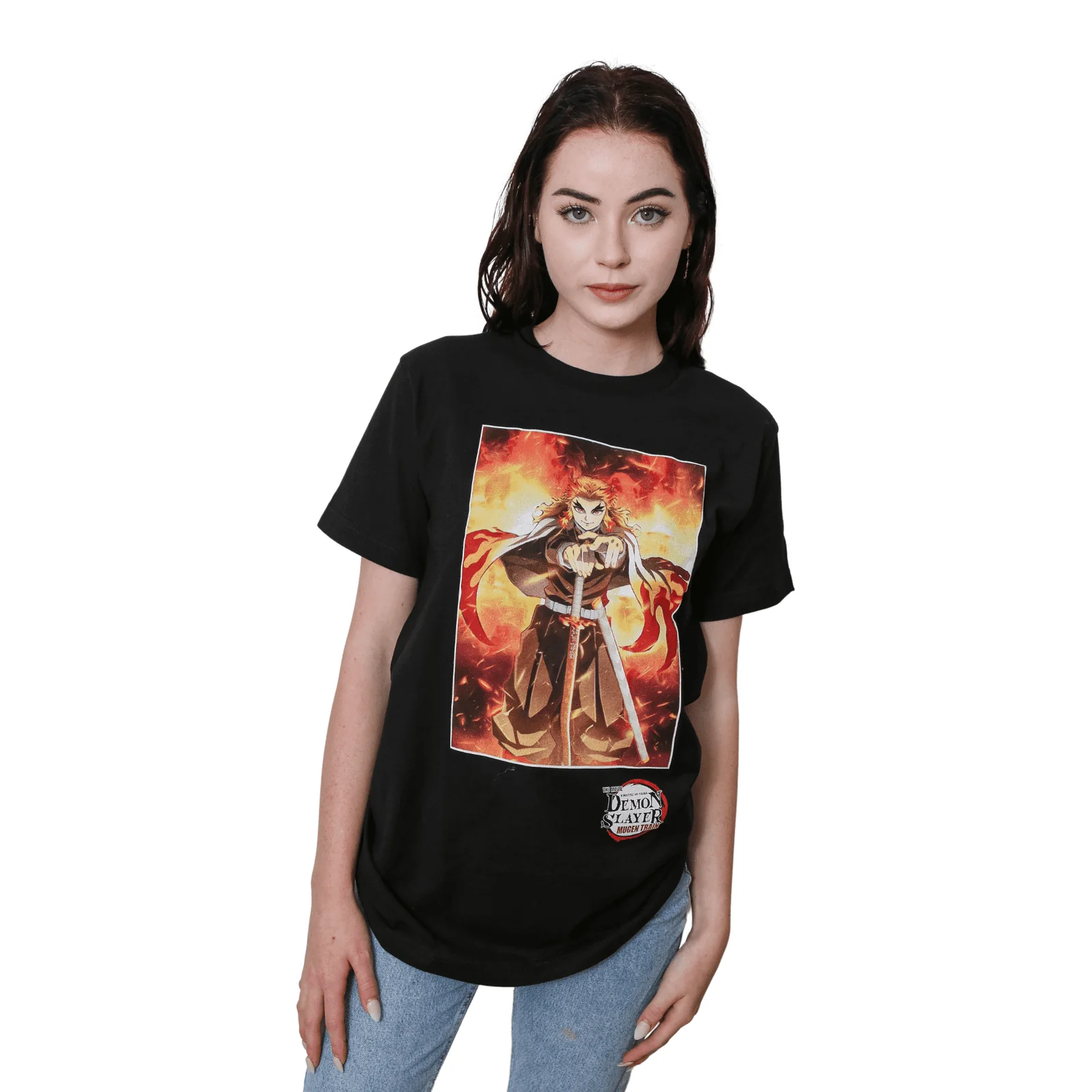 Demon Slayer Kimetsu no Yaiba the Movie Mugen Train Rengoku Adult T-Shirt - Image 3