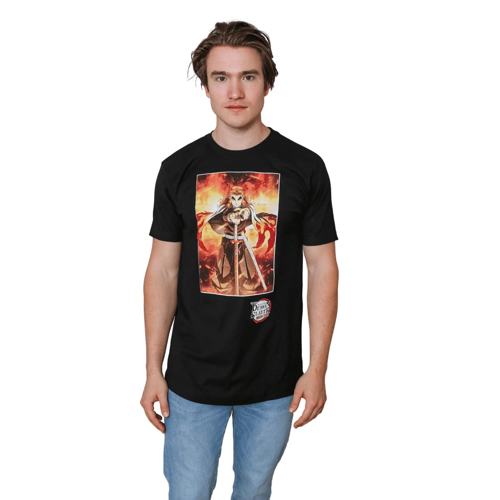 Demon Slayer Kimetsu no Yaiba the Movie Mugen Train Rengoku Adult T-Shirt - Image 1