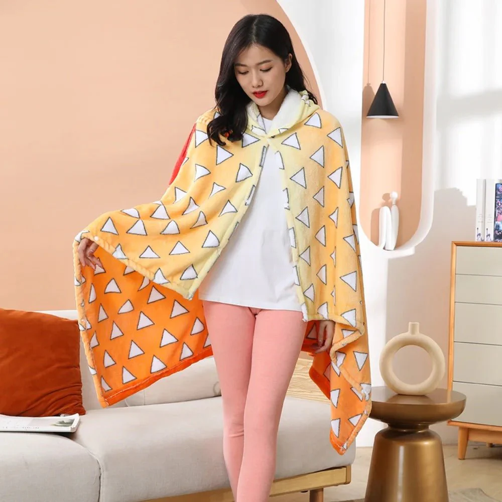 Demon Slayer: Kimetsu no Yaiba - Zenitsu Blanket Cosplay Cloak Hooded Cape - Image 2