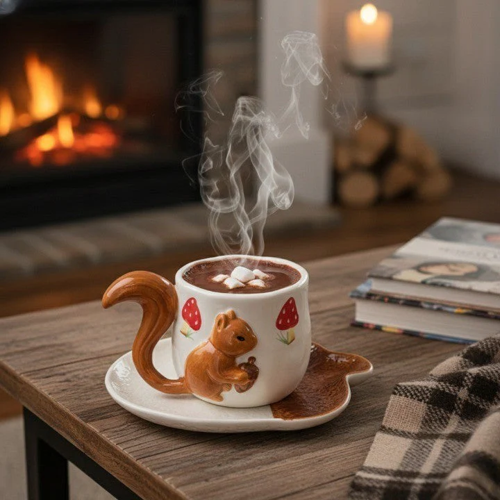 Forest Squirrel Artisan Tea Cup - Image 2