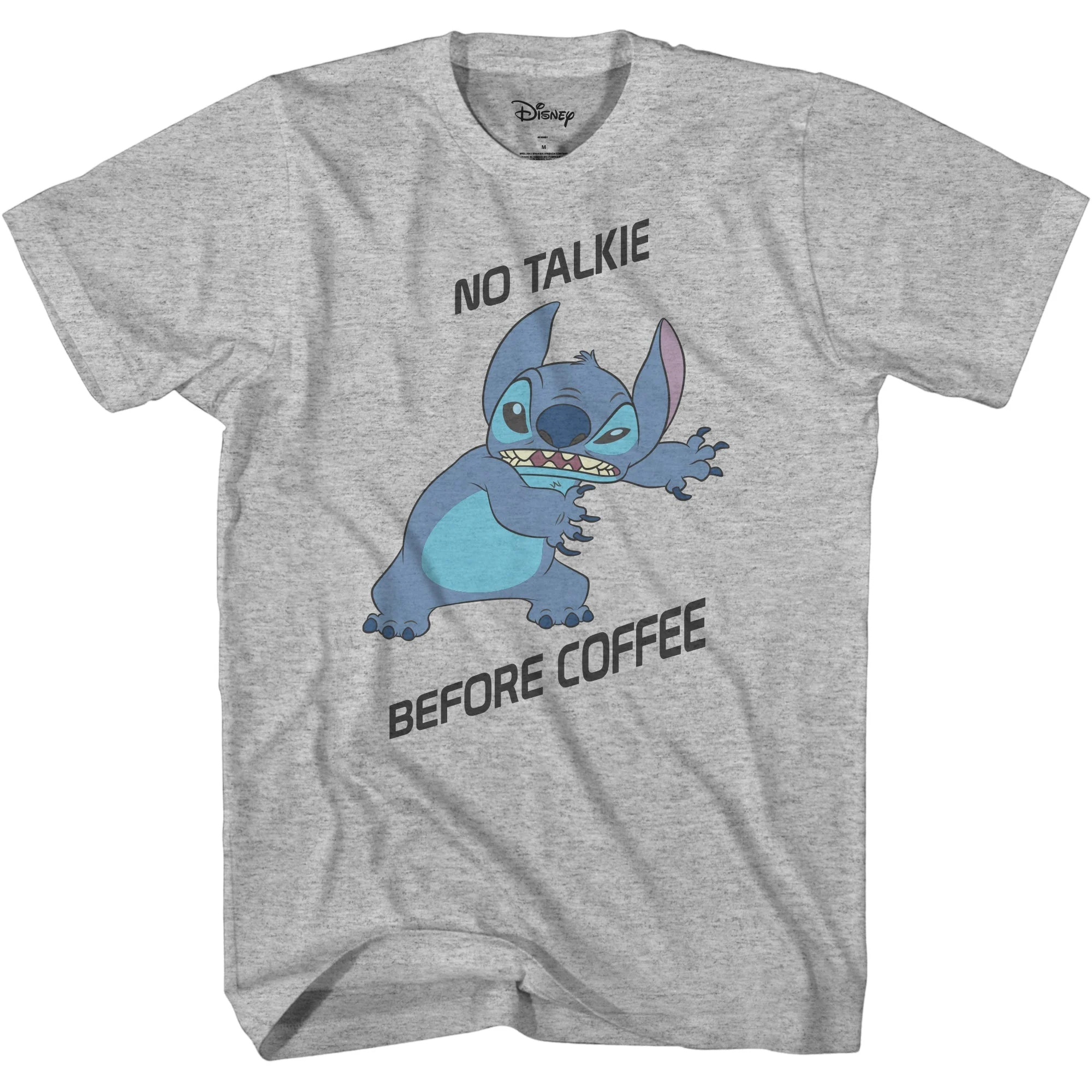 Disney Lilo And Stitch No Talkie Before Coffee Adult T-Shirt - Image 1