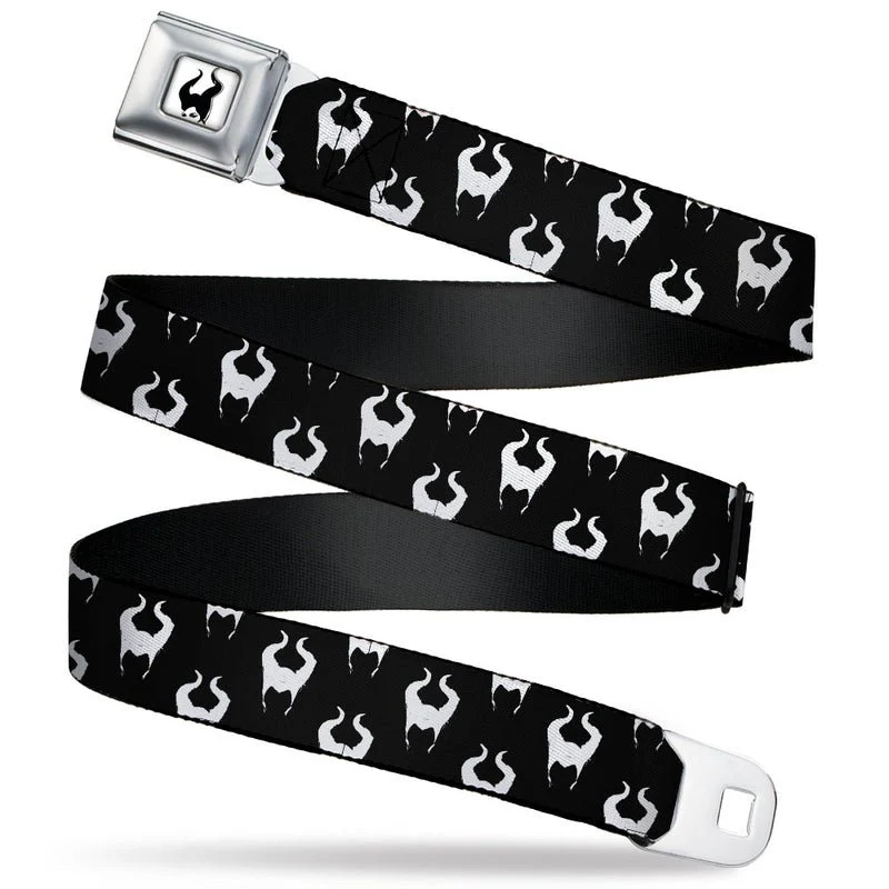 Disney Maleficents Horns Silhouette Black White Seatbelt Belt